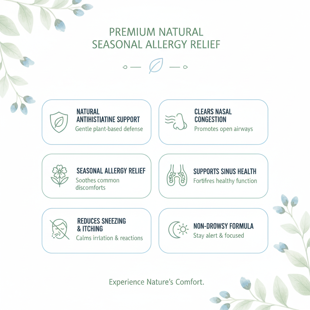 Breathe Easy Complex seasonal allergy benefits - natural antihistamine support, hay fever relief, sinus health, and non-drowsy formula - The Wellness Store