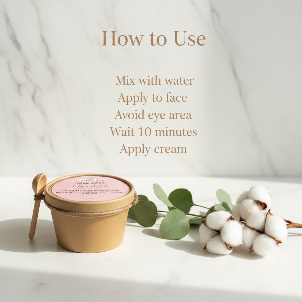 Cosmetic product with instructions on a marble surface