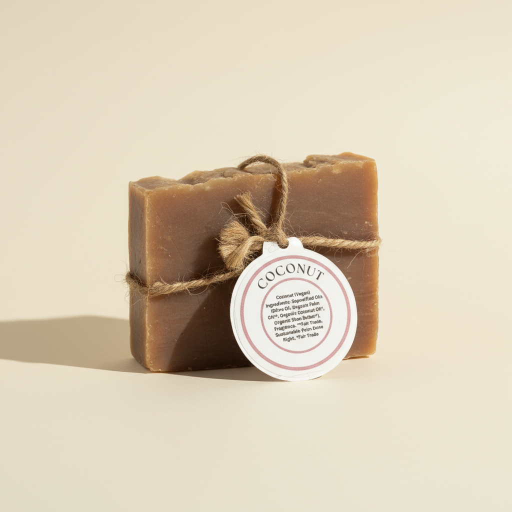 Coconut Vegan Soap - Cream Background Natural Lighting