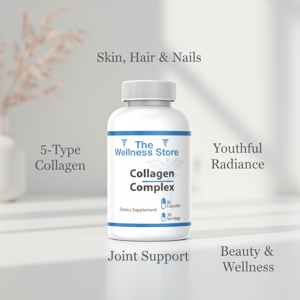 Collagen Complex supplement with skin, hair, nails, and joint support benefits