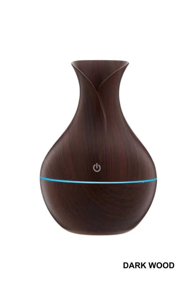 Dark wood petal-shaped ultrasonic aroma diffuser with LED accent