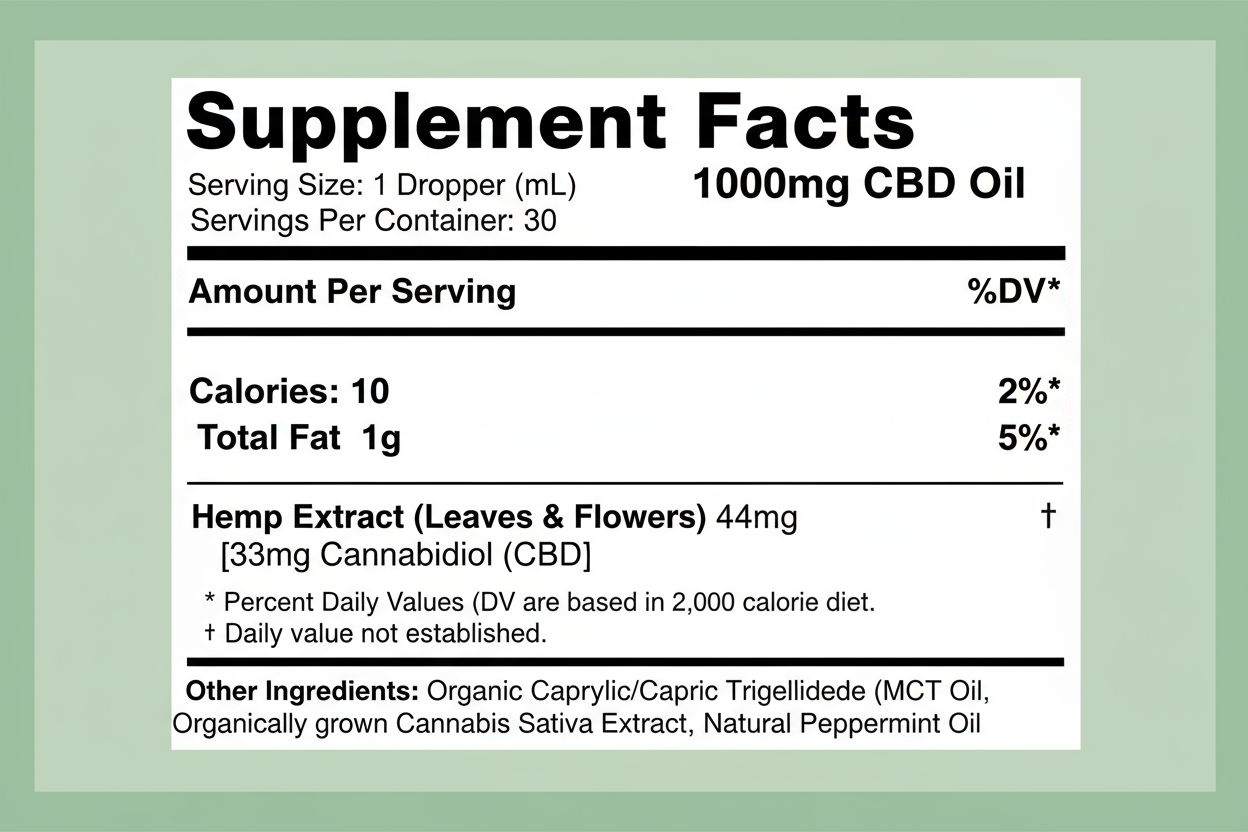 Fresh Mint Supplement Facts
