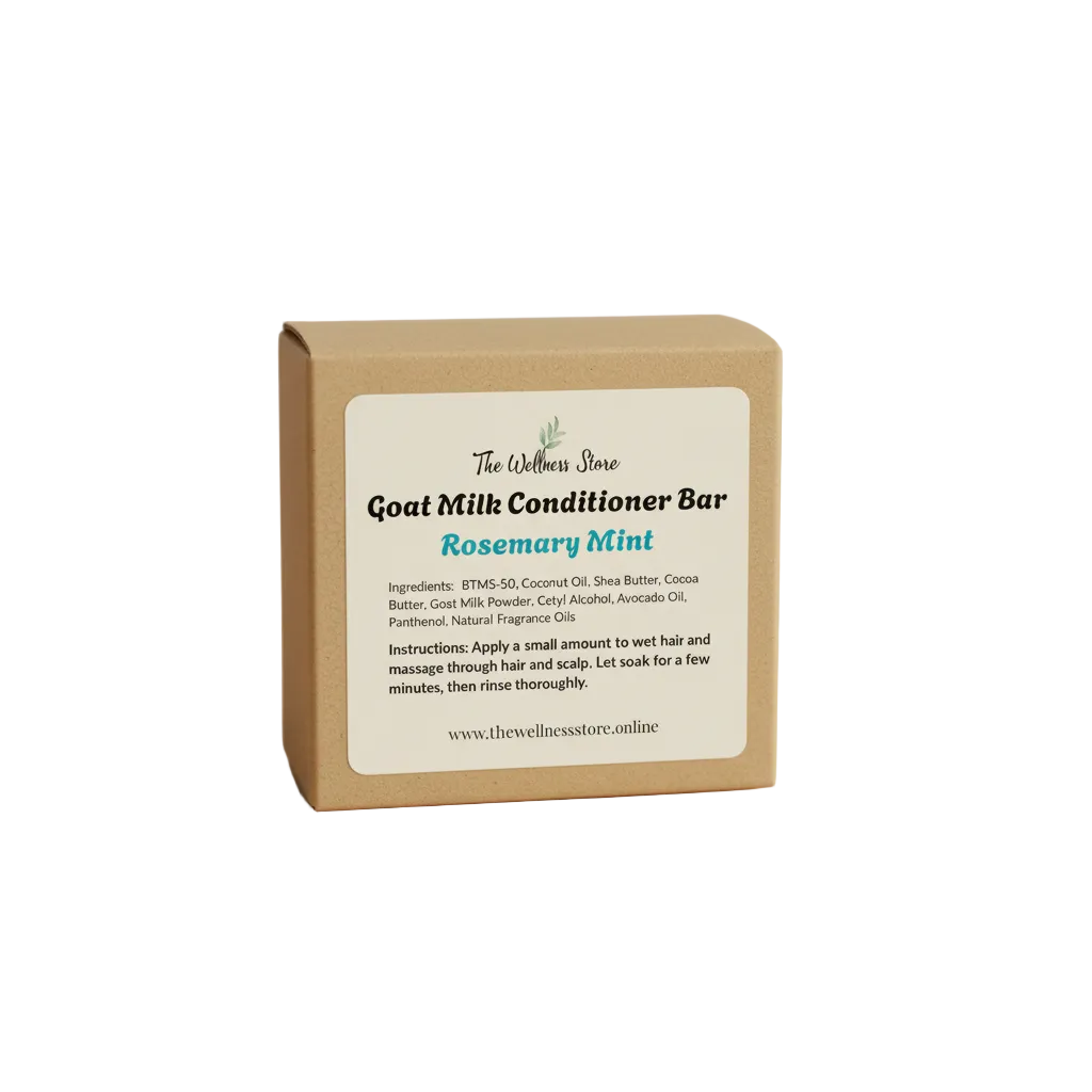 Goat Milk Conditioner Bar Rosemary Mint in kraft eco-friendly packaging by The Wellness Store