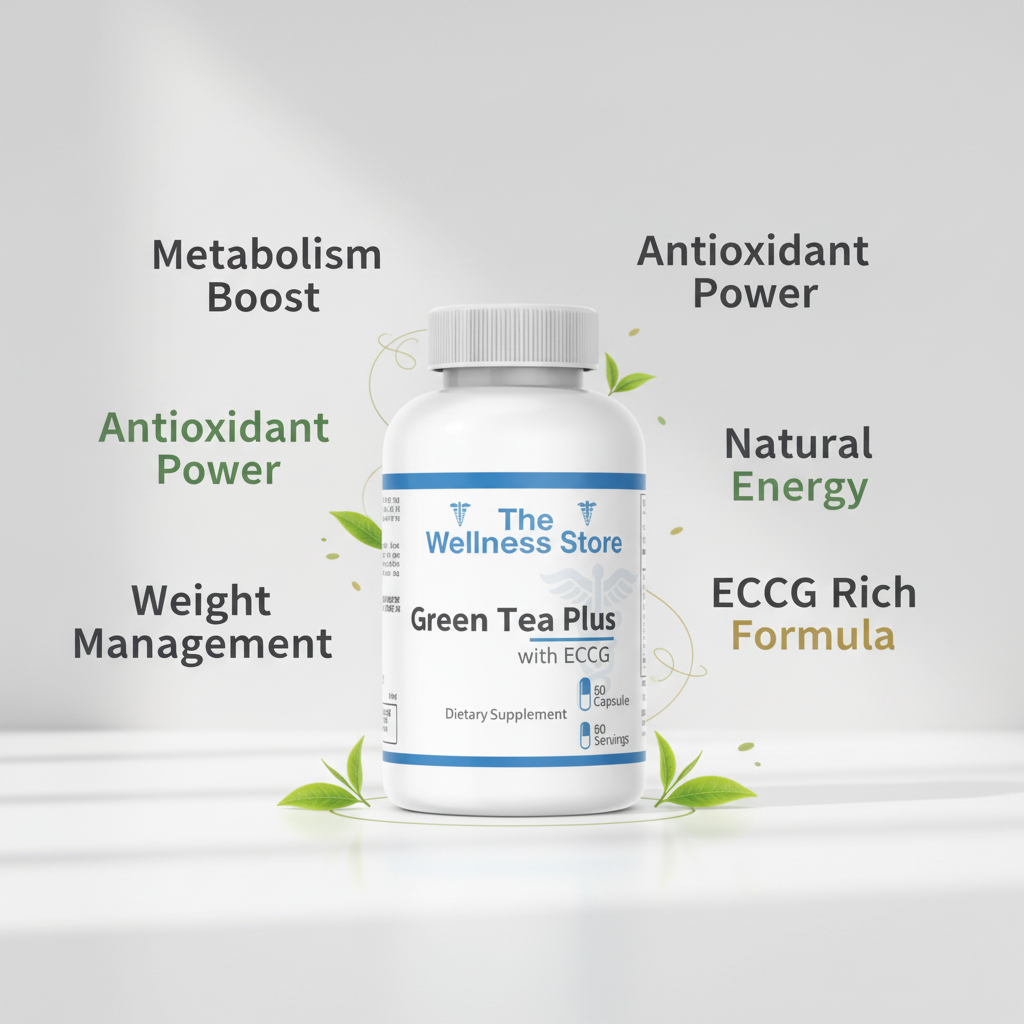 Green Tea Plus supplement with EGCG for metabolism boost, antioxidants, and weight management