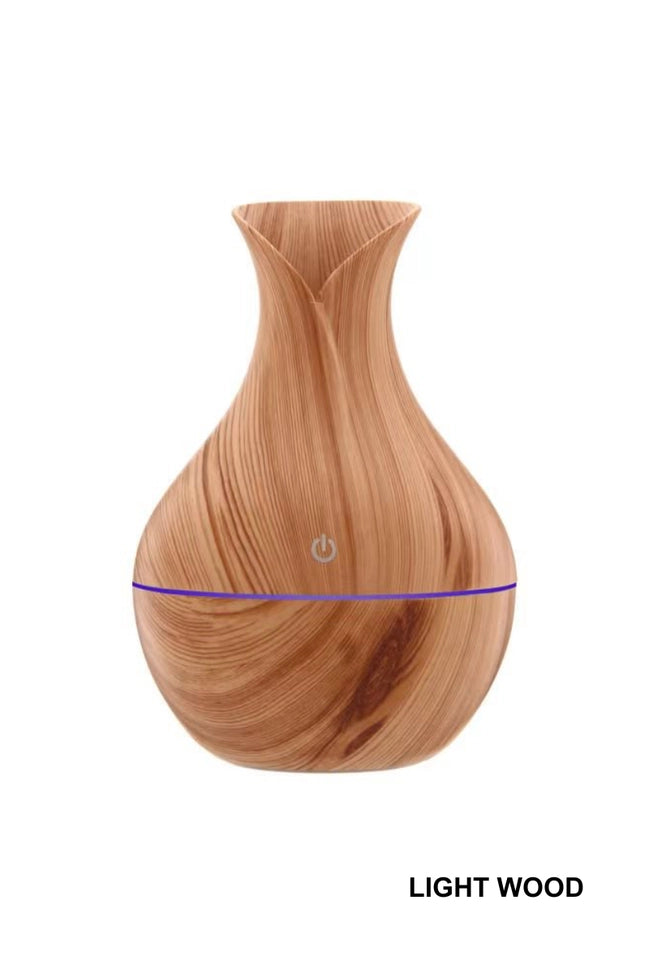 Light wood petal-shaped ultrasonic aroma diffuser with LED accent