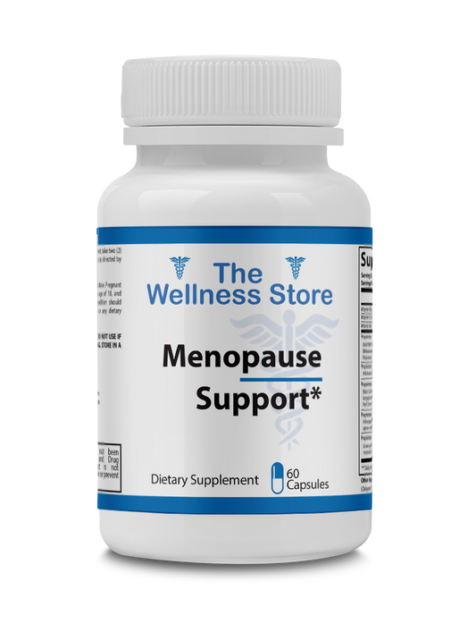 Menopause support supplement bottle from The Wellness Store on a white background