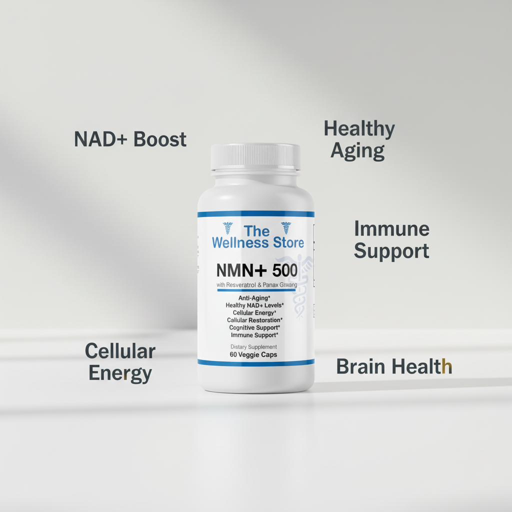 NMN+ 500 NAD+ booster with resveratrol and ginseng for cellular energy and healthy aging