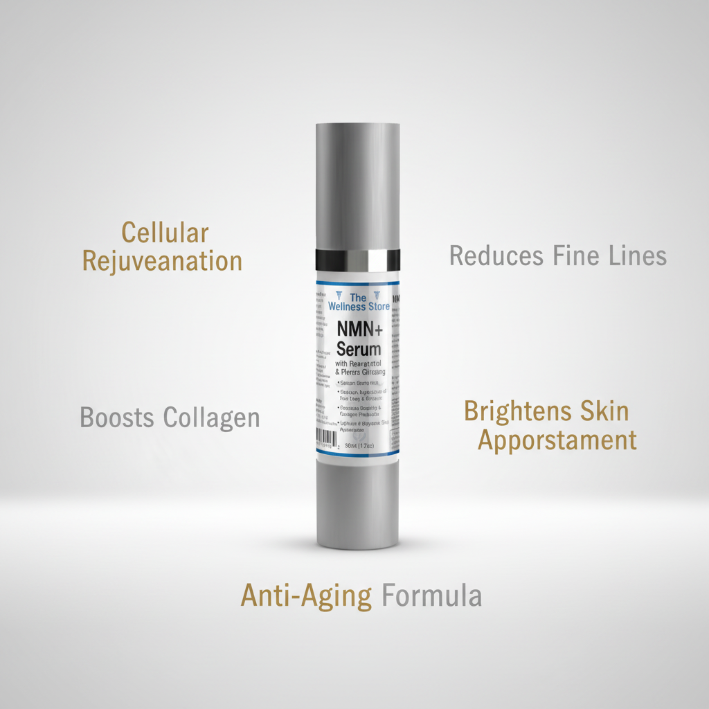 NMN+ Serum anti-aging face serum with hyaluronic acid for cellular rejuvenation and wrinkle reduction benefits