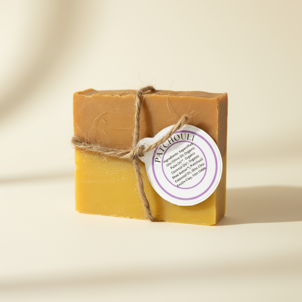 Patchouli Vegan Soap - Cream Background Natural Lighting