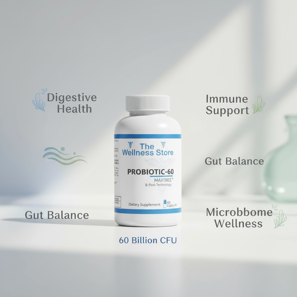 Probiotics 60 Billion supplement with digestive health, immune support, and gut balance benefits