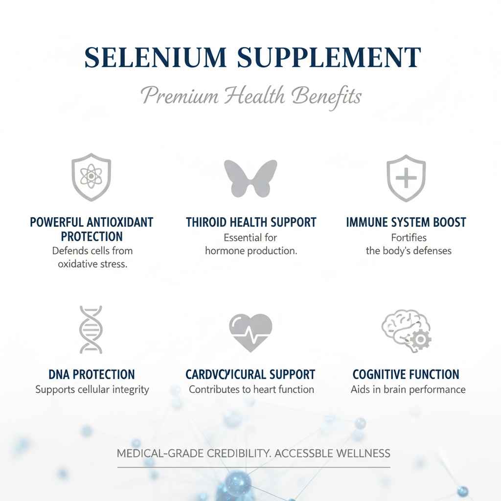 Selenium 200mcg benefits - antioxidant protection, thyroid support, immune health, and cardiovascular wellness - The Wellness Store