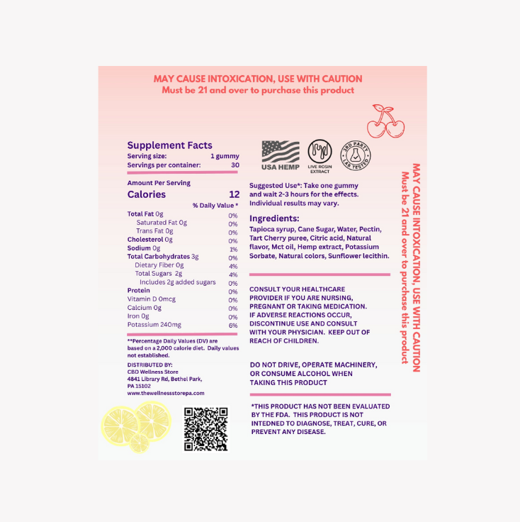 supplement facts and suggested use for product packing on a white background