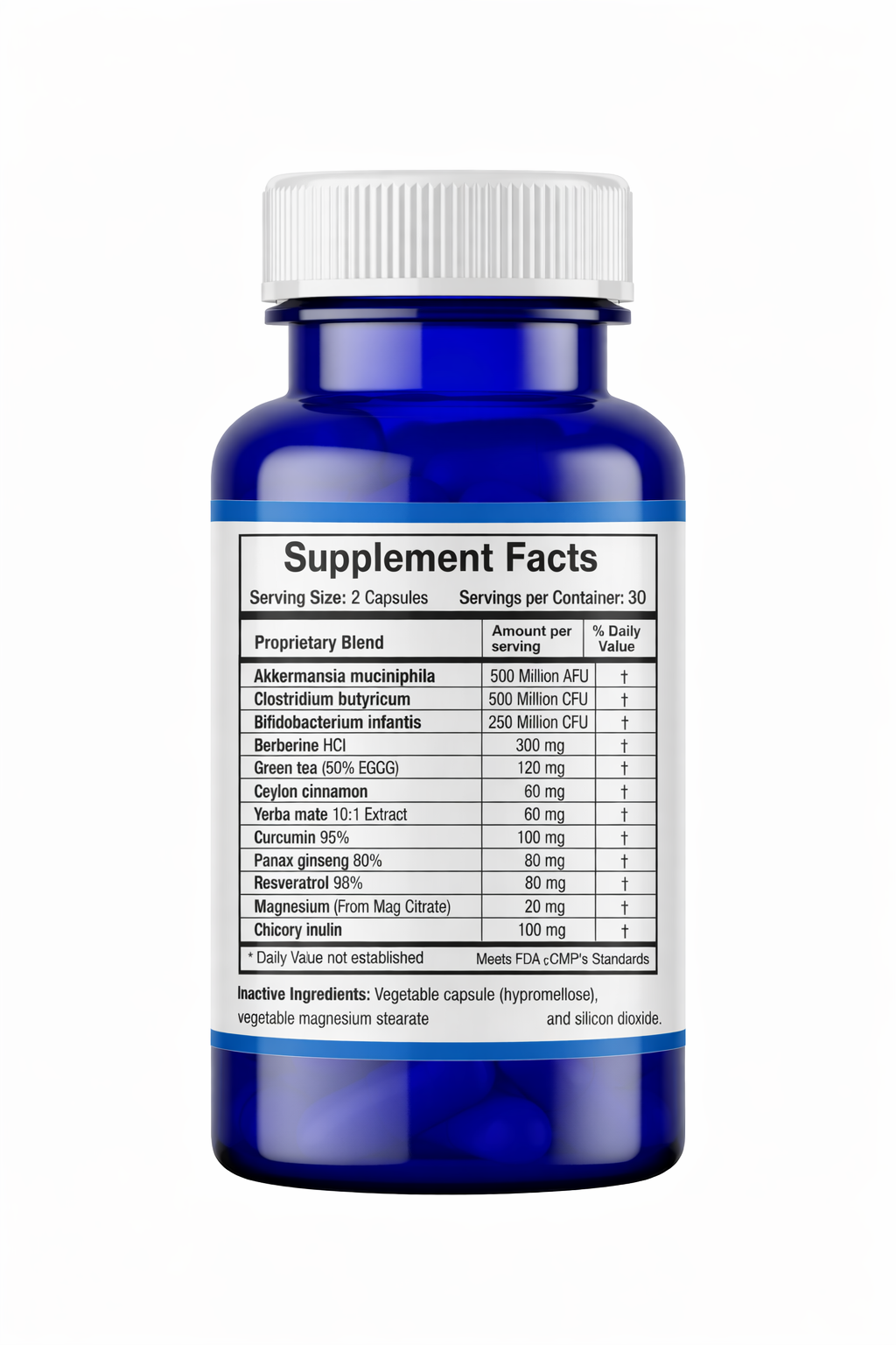 Supplement fact label for Weight drop Supplement on a white background